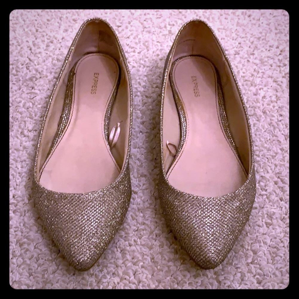 Glittery Pointed Toe Flats by Express